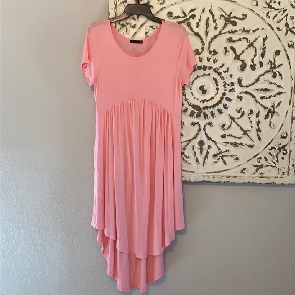 Maternity Blush Pink High/Low Midi Dress
